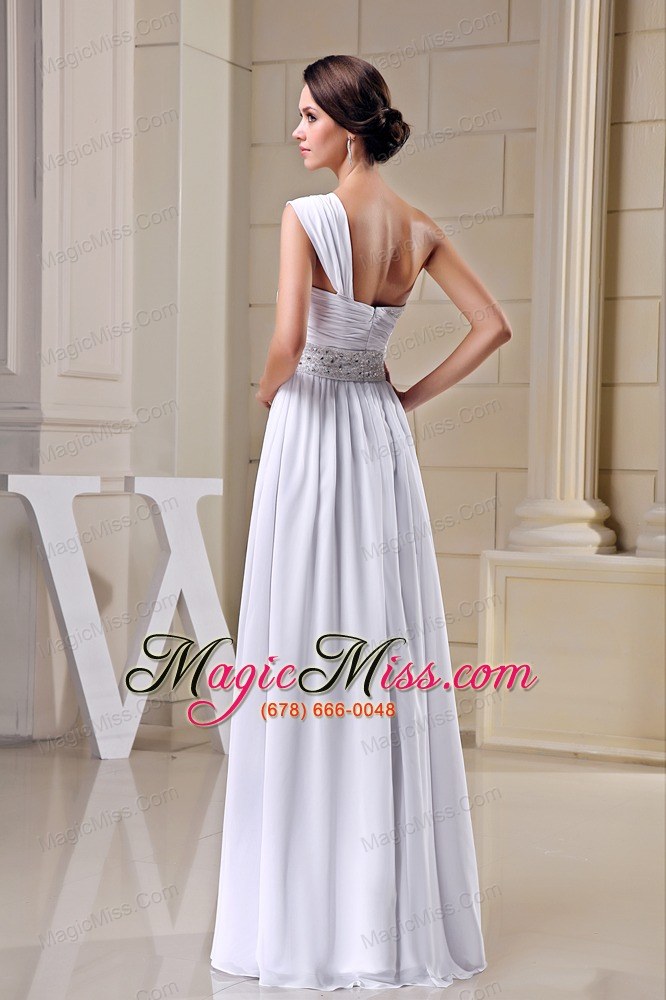 wholesale one shoulder beading ruching chiffon wedding dress