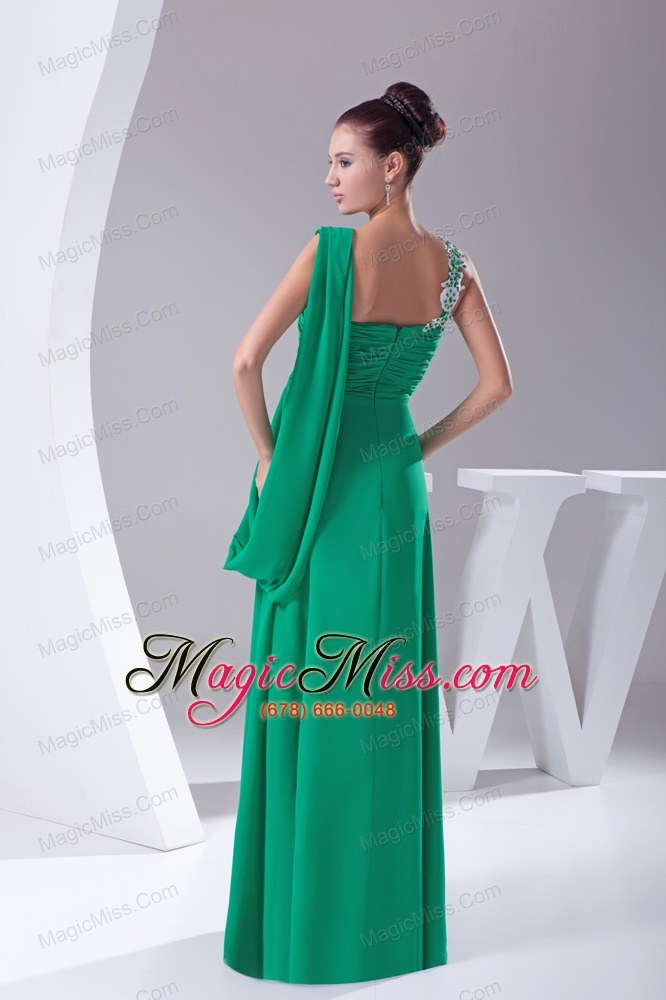 wholesale green appliques ruching empire long prom dress
