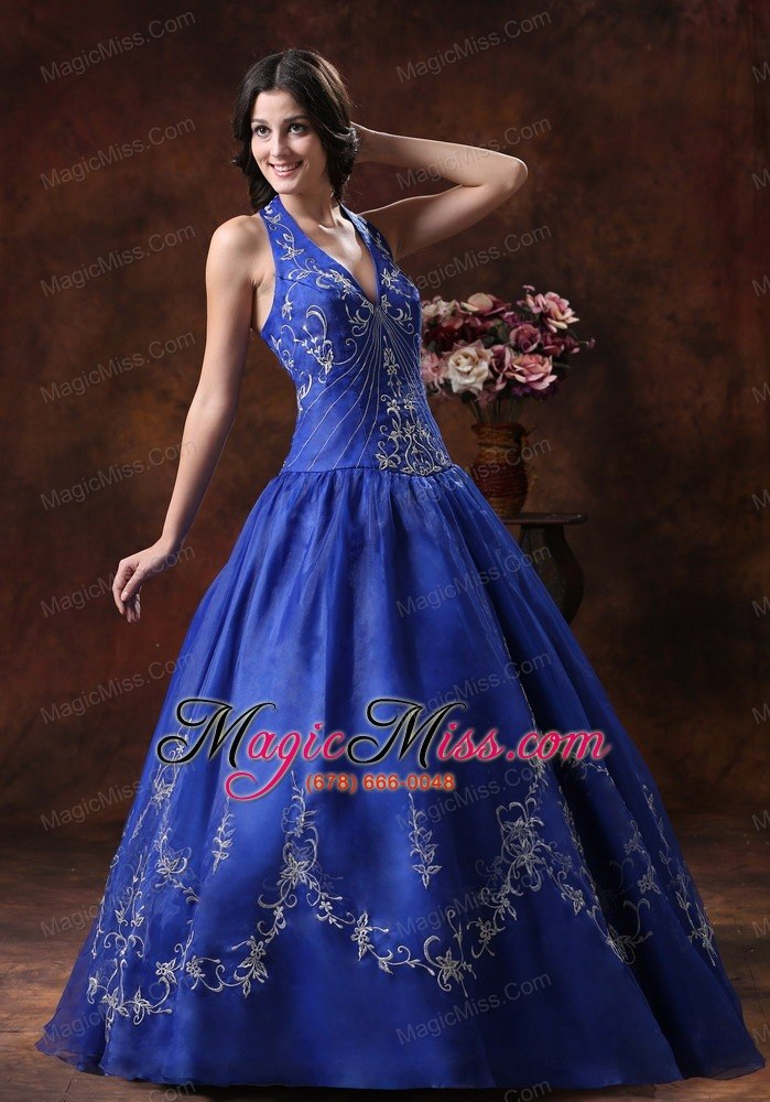 wholesale a-line halter prom dress with embroidery decorate organza in 2013 wickenburg arizona