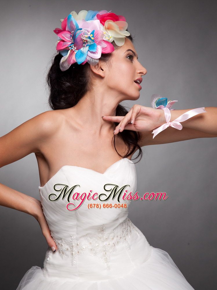 wholesale colorful organza hand made flowers headpieces and wrist corsage