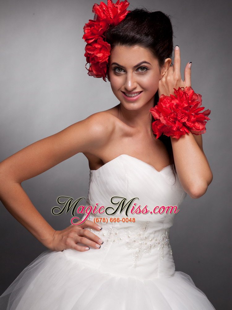 wholesale red taffeta hand made flowers headpieces and wrist corsage