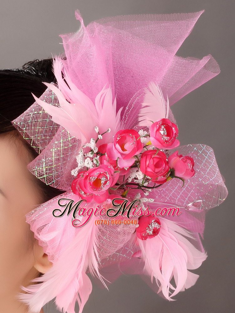 wholesale pink tulle feather gorgeous special occasion fascinators