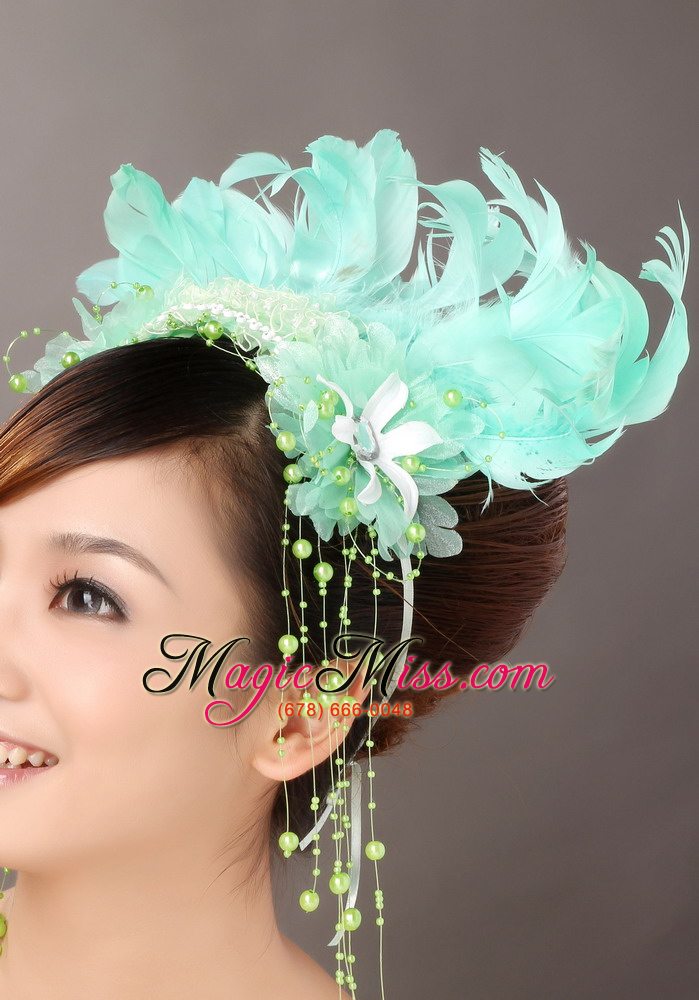 wholesale lovely feather organza beading fascinators