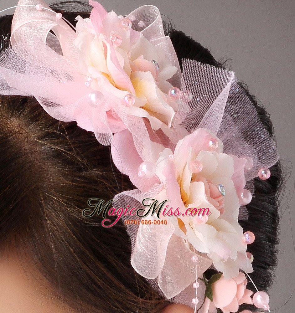 wholesale sweet baby pink imitation pearls headpieces for party