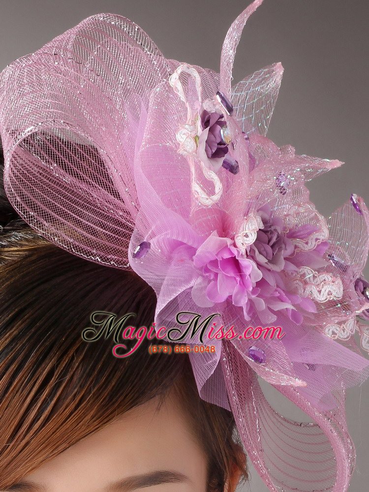 wholesale lavender headpices with appliques decorate on tull for prom
