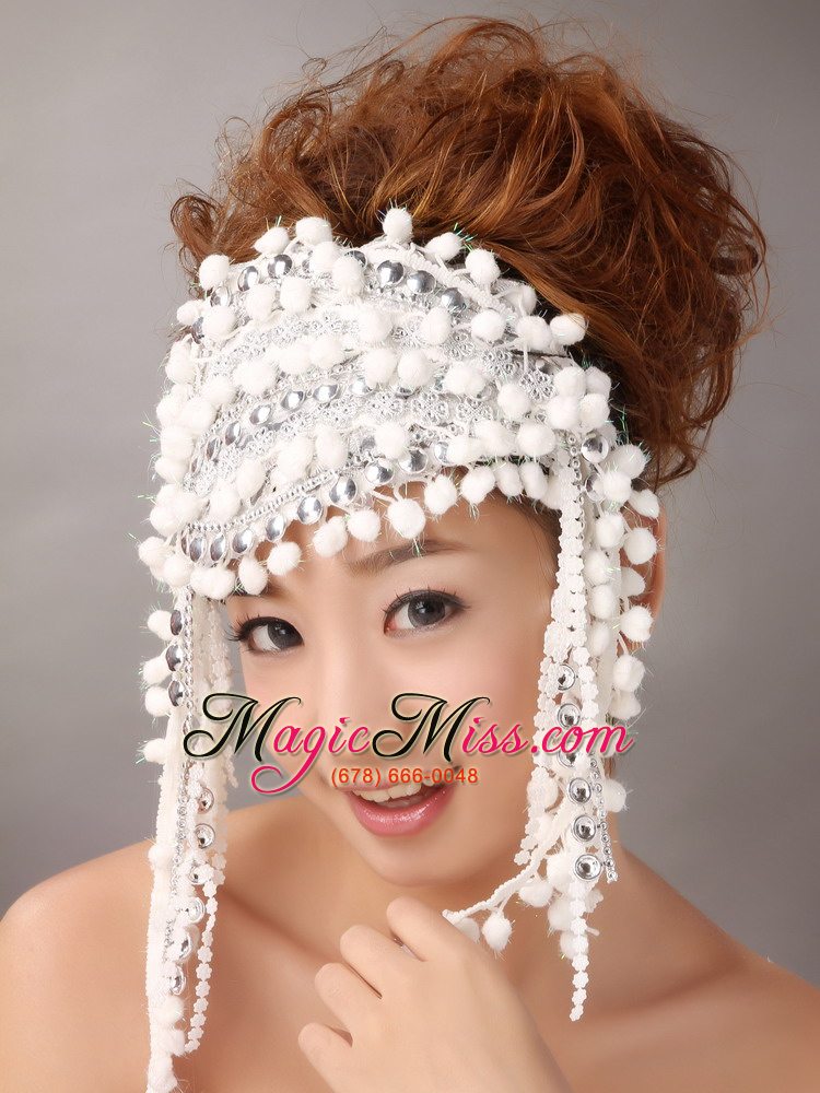 wholesale white inexpensive fascinator with special fabric
