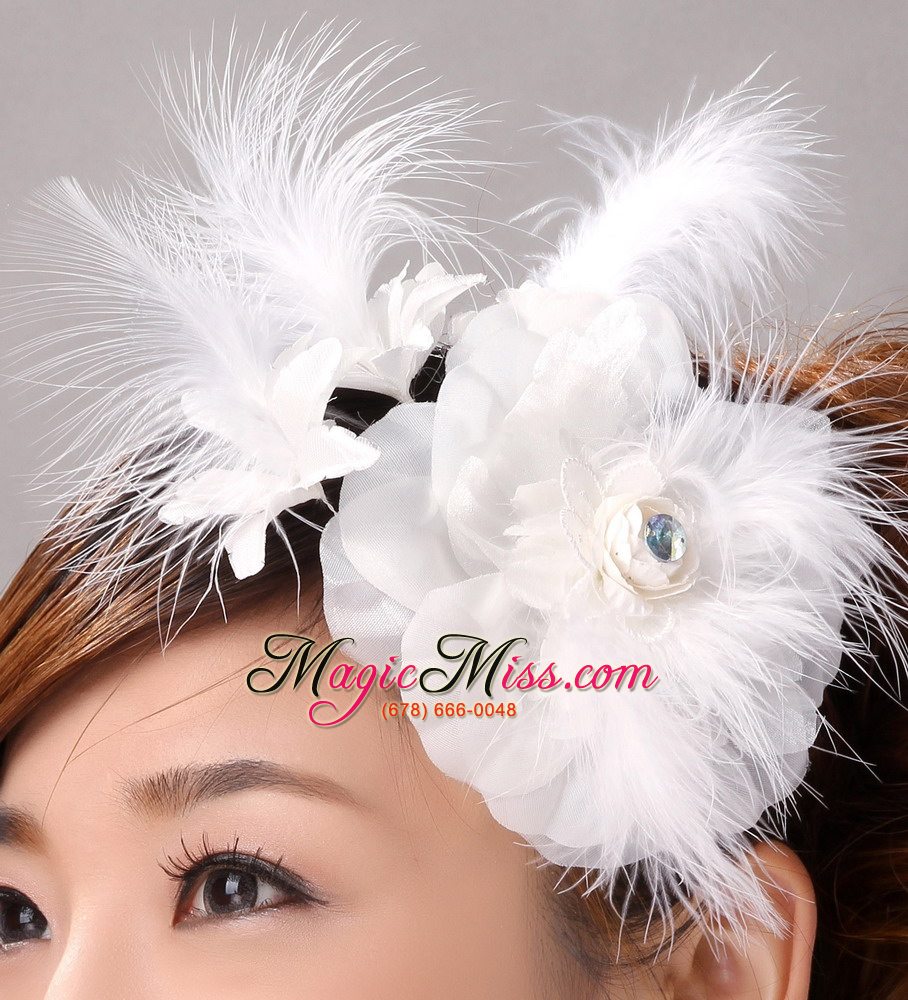 wholesale beautiful feather flower hairpin wedding and outdoor organza fascinators