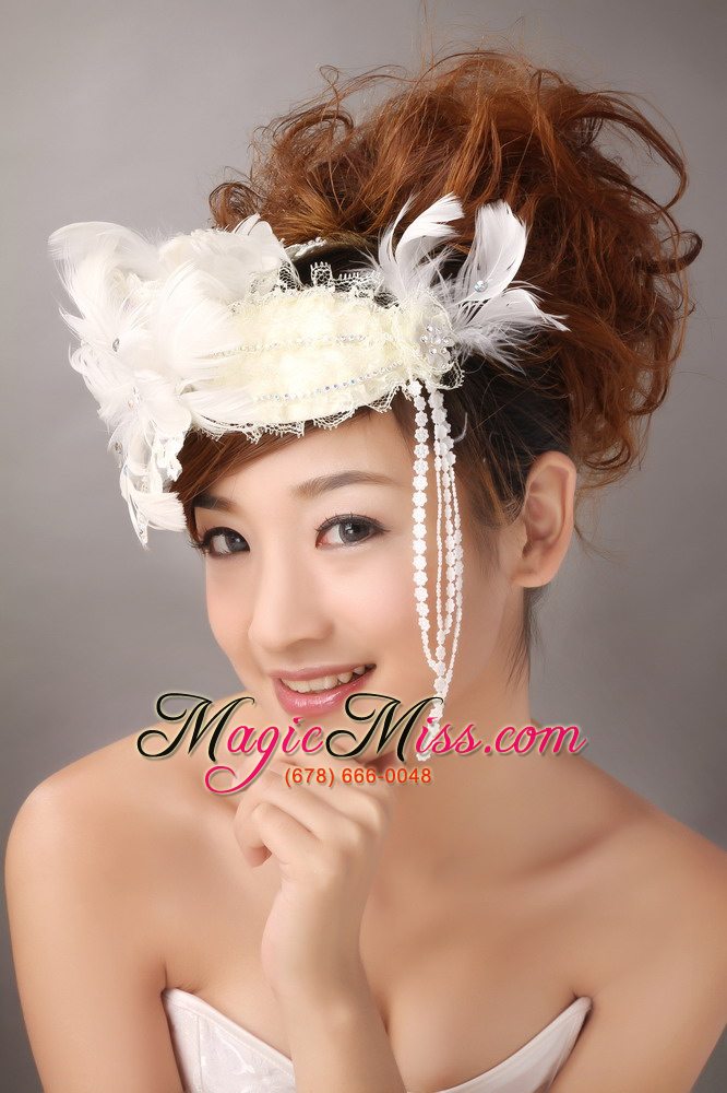 wholesale white feather wedding and outdoor lace women ? s fascinators