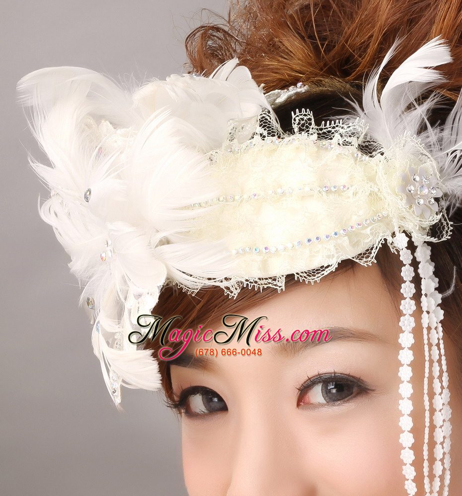 wholesale white feather wedding and outdoor lace women ? s fascinators