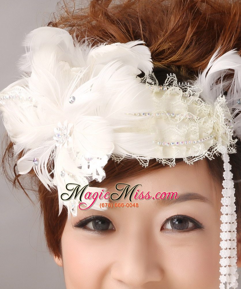 wholesale white feather wedding and special occasion lace fascinators