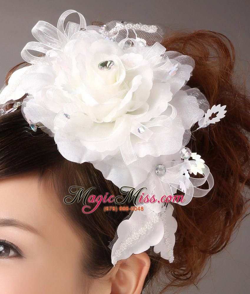 wholesale white exquisite ribbons flower organza fascinators