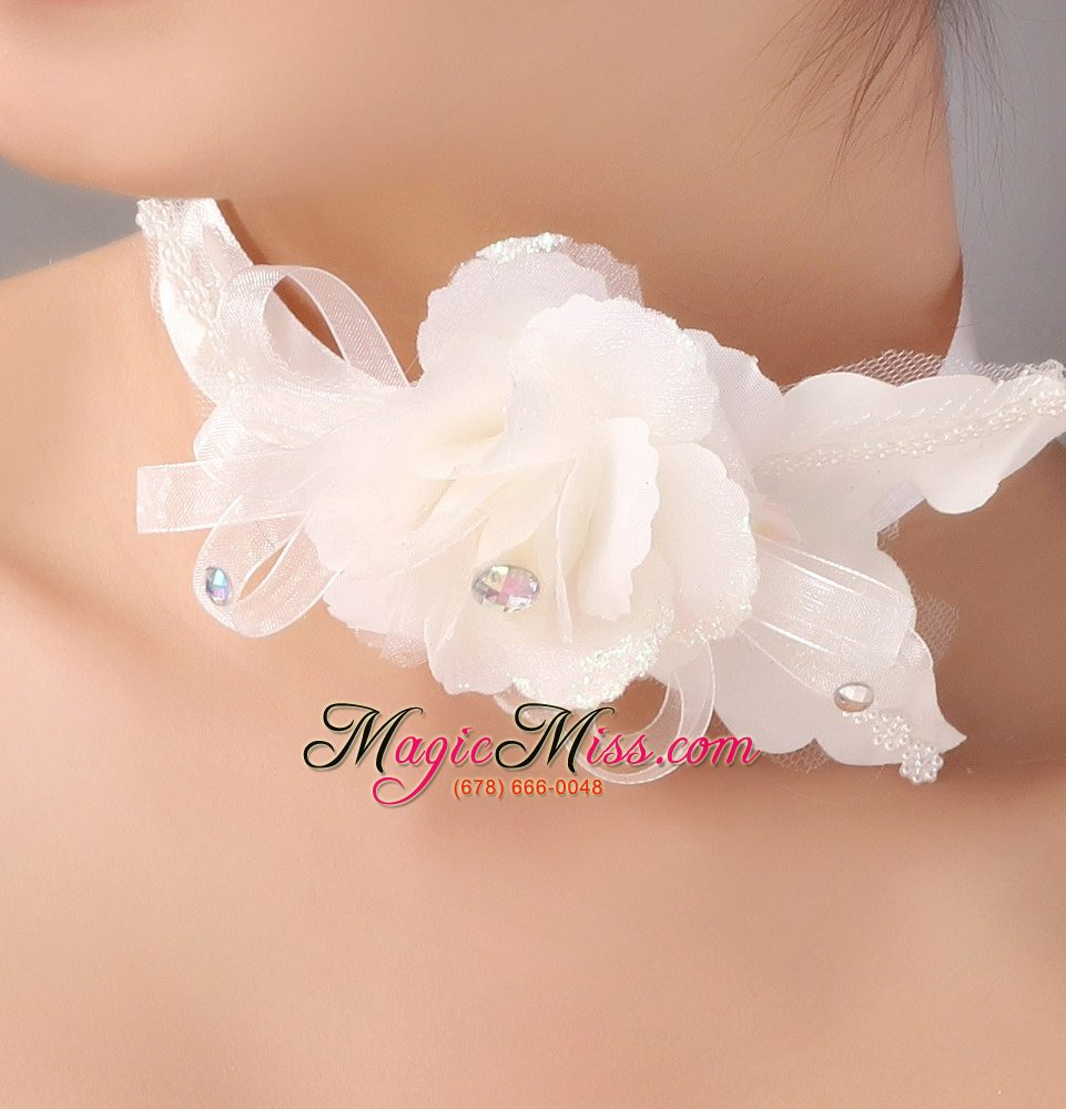 wholesale white exquisite ribbons flower organza fascinators