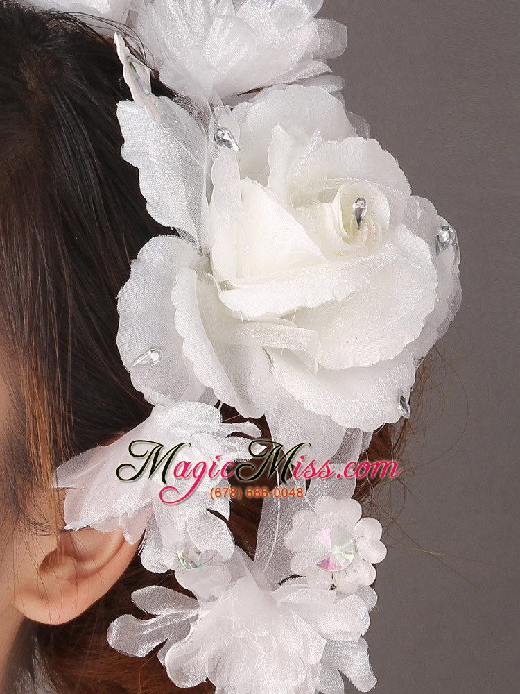 wholesale fascinators white organza special occasion and outdoor beading