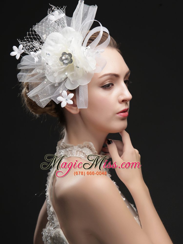 wholesale luxurious net women 's fascinators with hand made flowers and ribbons