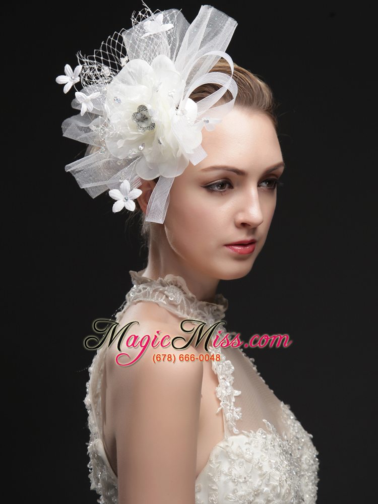 wholesale luxurious net women 's fascinators with hand made flowers and ribbons