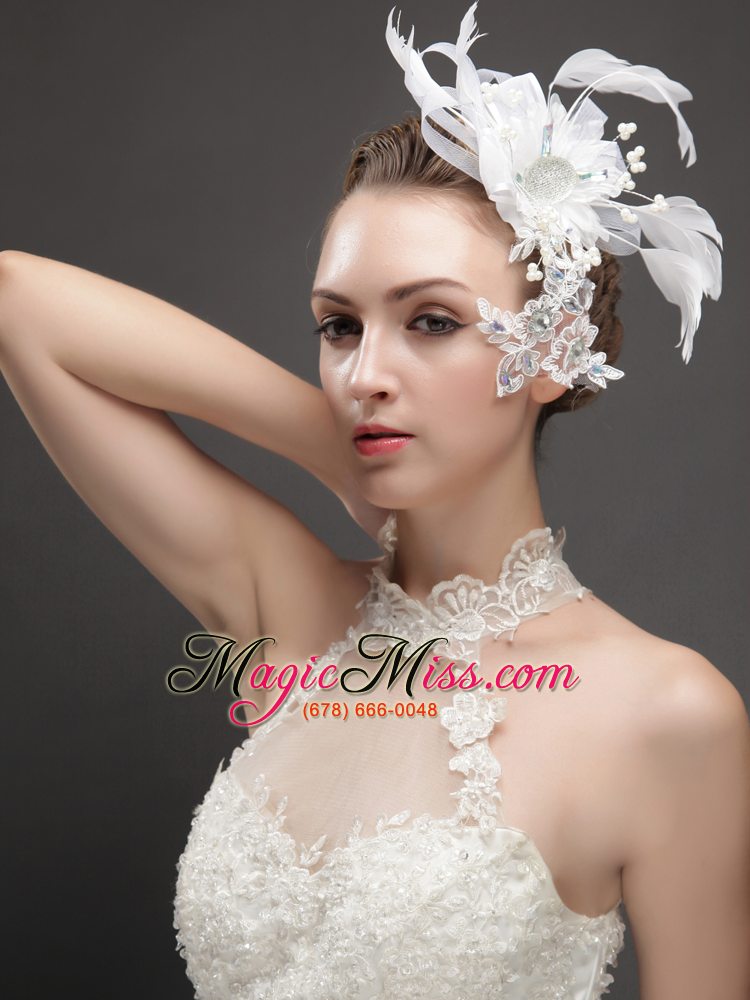 wholesale artistic feather fascinators with crystal adorned flower