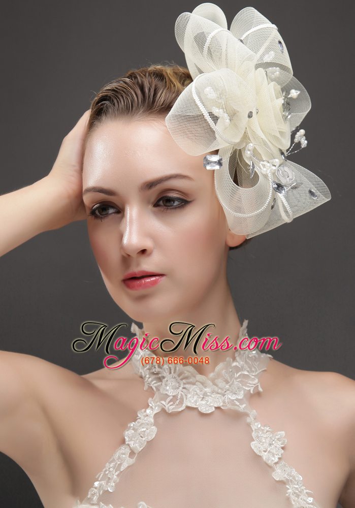 wholesale fashionable flower shaped fascinators adorned with imitation pearls and rhinestones