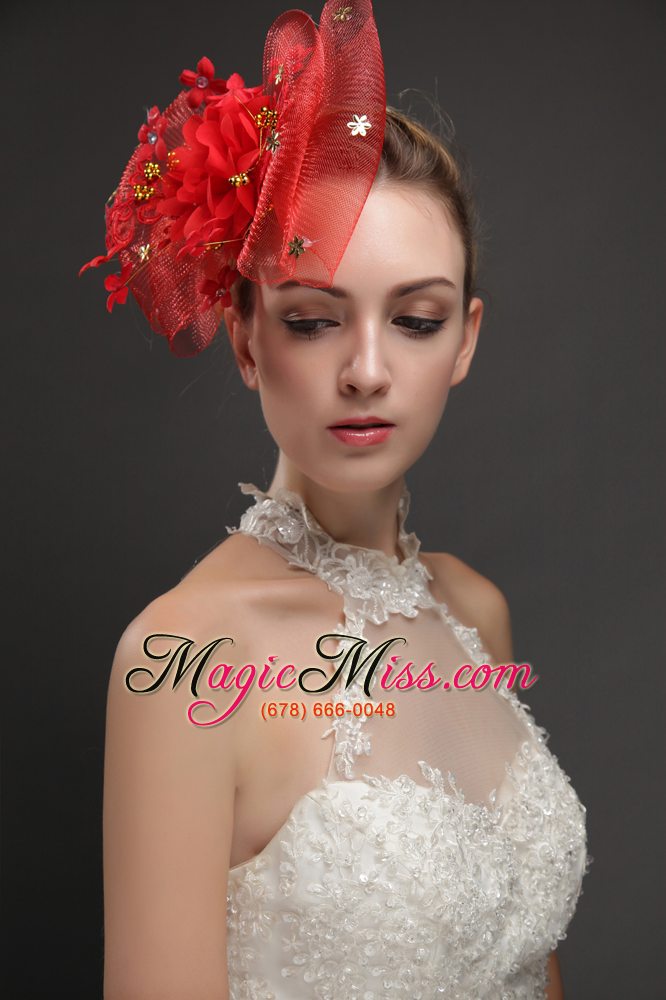 wholesale exquisite red bowknot shaped fascinators with appliques