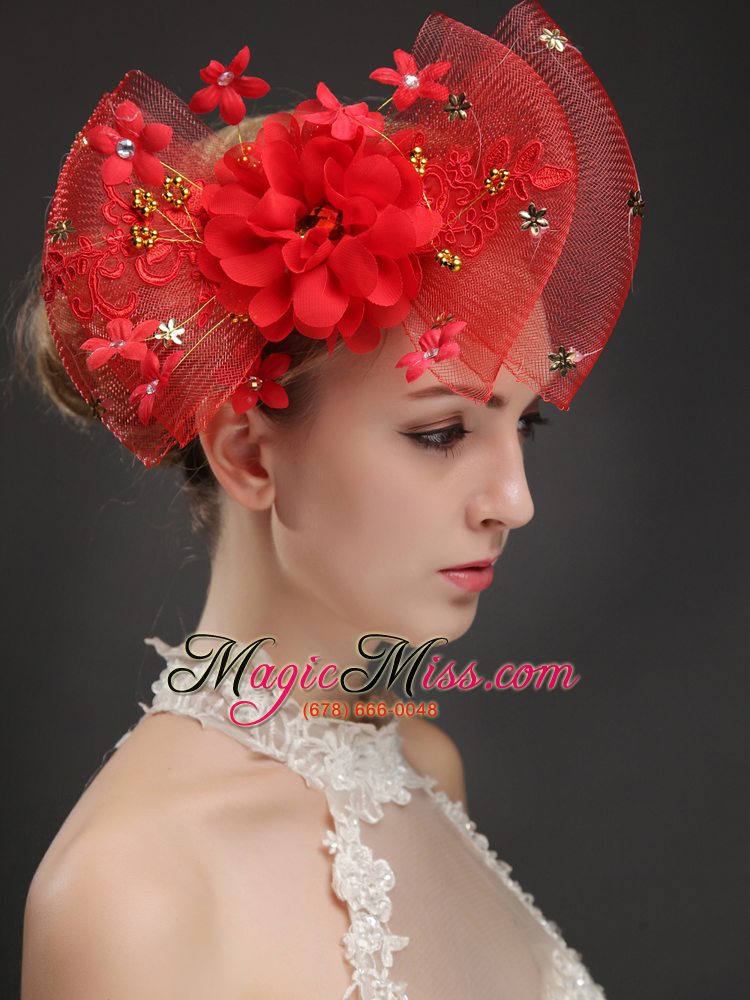 wholesale exquisite red bowknot shaped fascinators with appliques