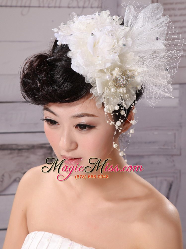 wholesale hand made flower fascinators pure tulle with imitation pearls