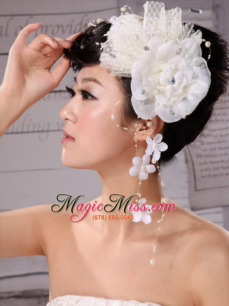wholesale pure tulle and chiffon with imitation pearls fascinators