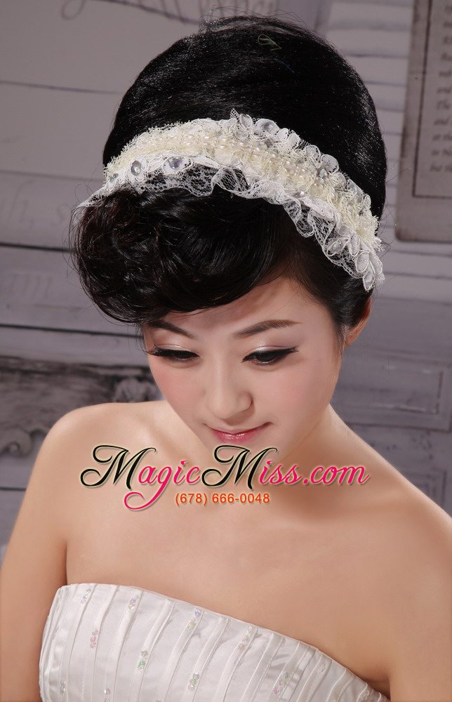 wholesale white imitation pearls lace special occasion fascinators