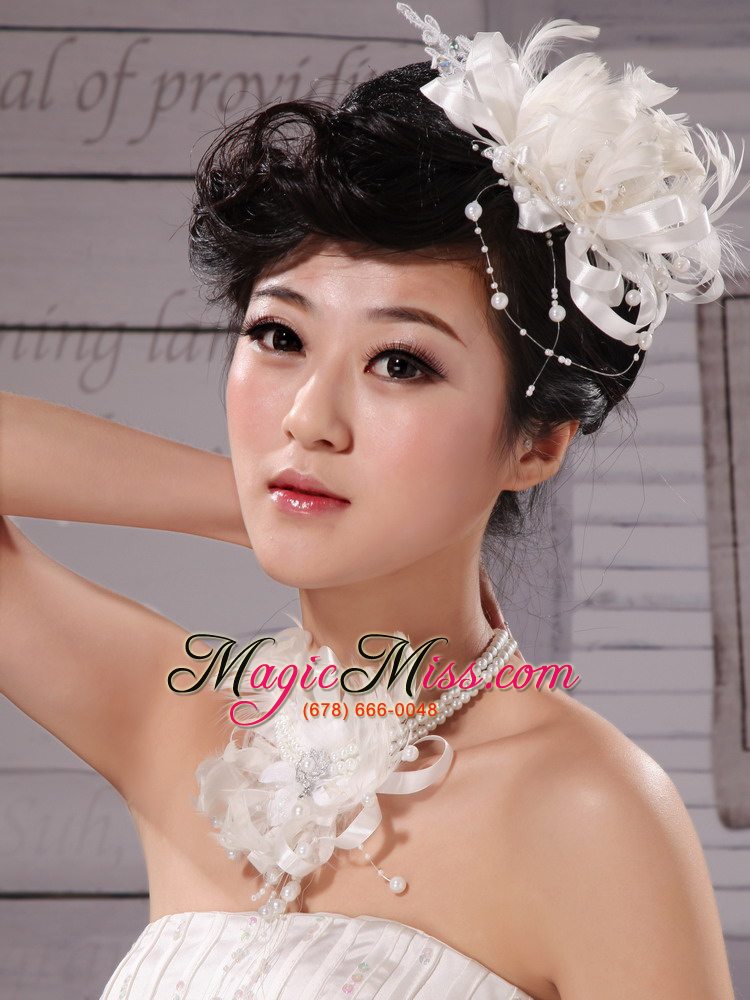 wholesale elegant tulle silk ribbon feather flower hairpin special occasion and wedding