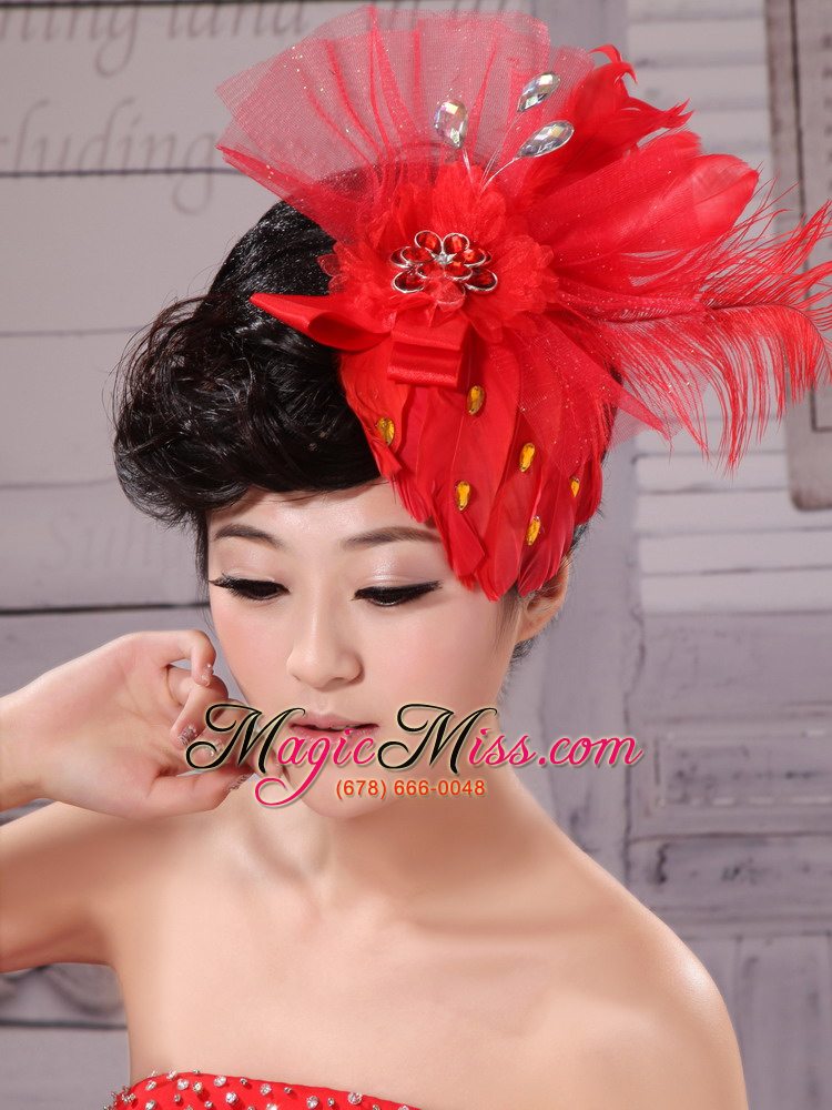 wholesale fascinators chiffon and net red outdoor and special occasion