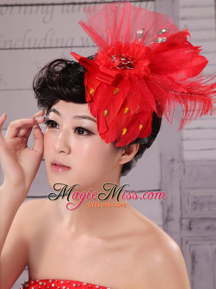 wholesale fascinators chiffon and net red outdoor and special occasion