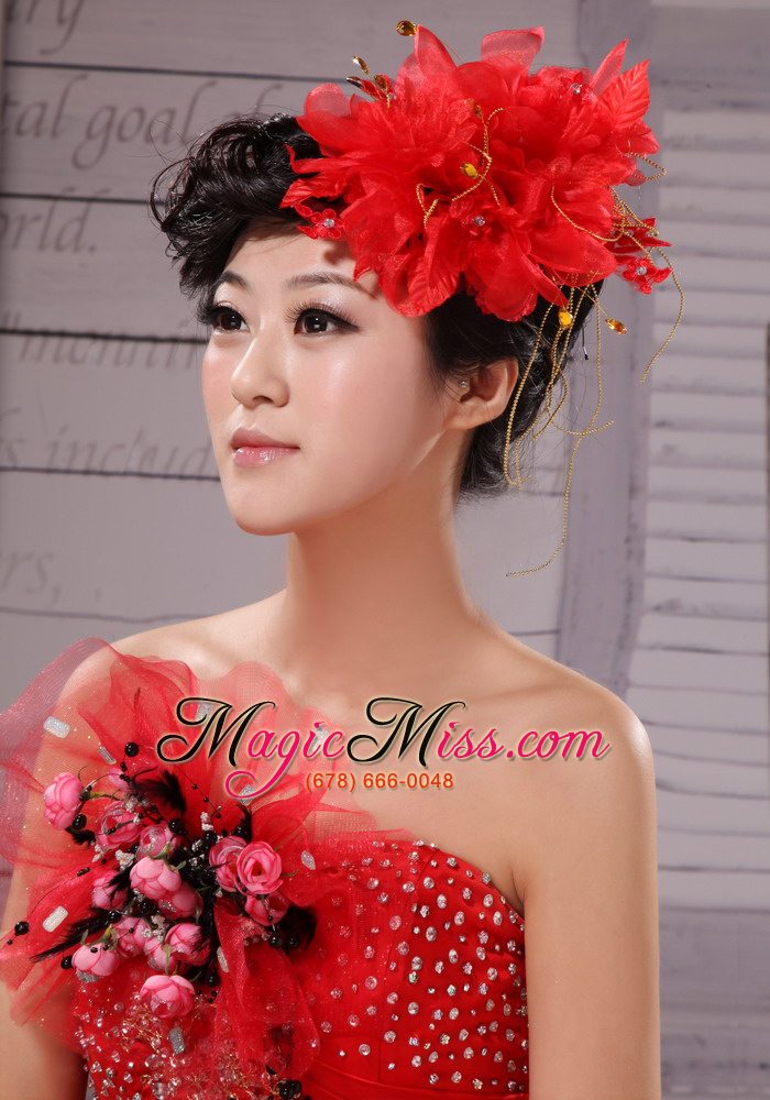wholesale red best sale hat flower wedding headpieces