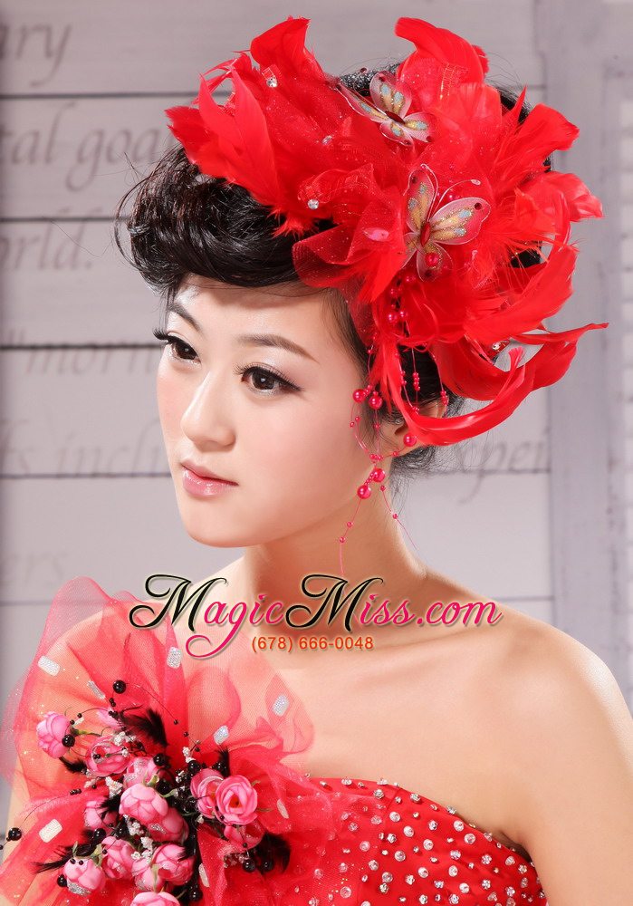 wholesale hot feather and bow for headpieces with beading