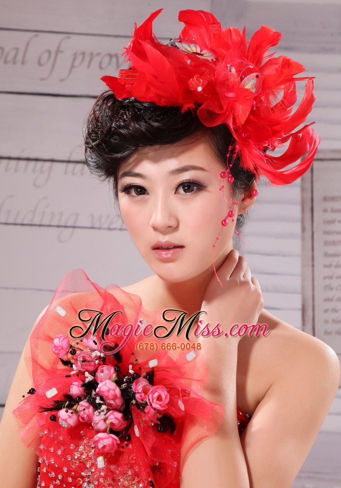 wholesale hot feather and bow for headpieces with beading
