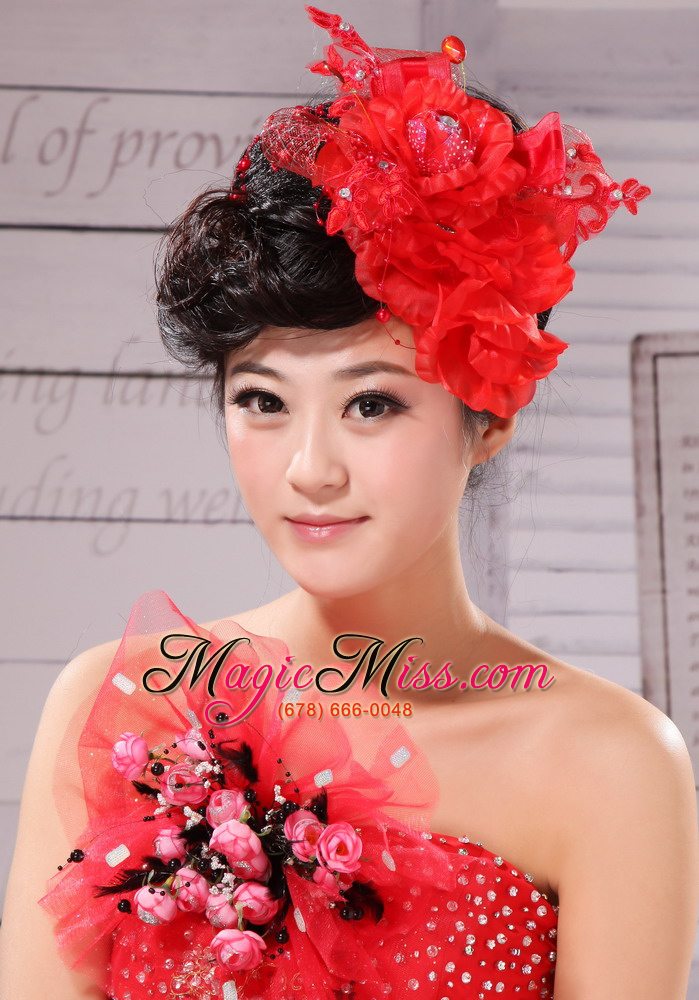 wholesale best red and tulle for headpieces with beading