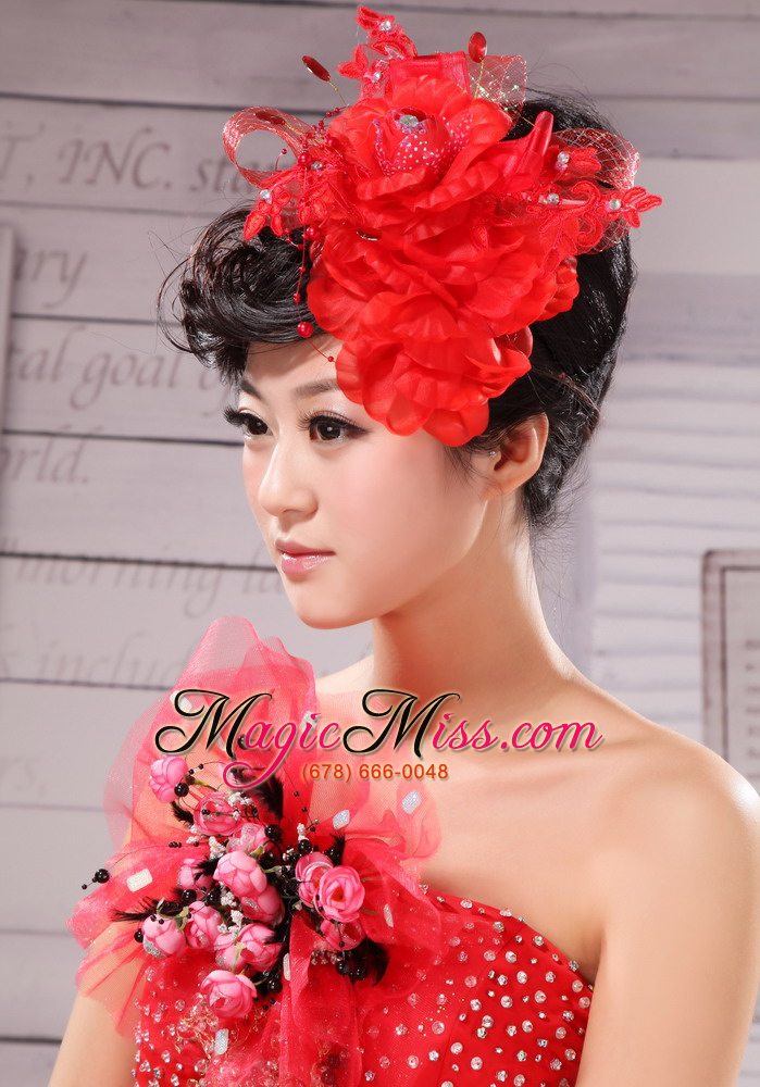wholesale best red and tulle for headpieces with beading