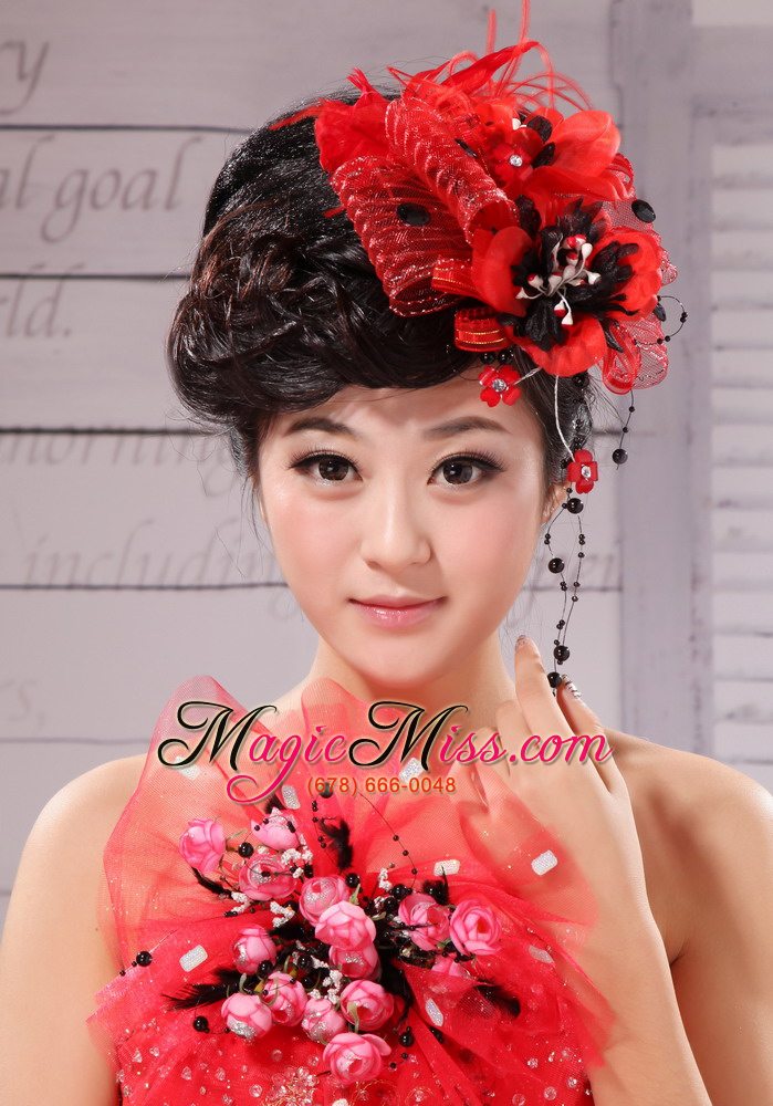 wholesale high quality little hat feather tulle and beading