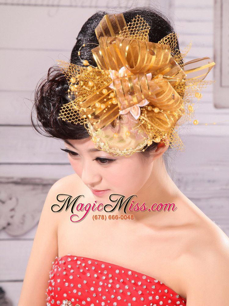 wholesale dream princess sweet gold tulle bride headdress