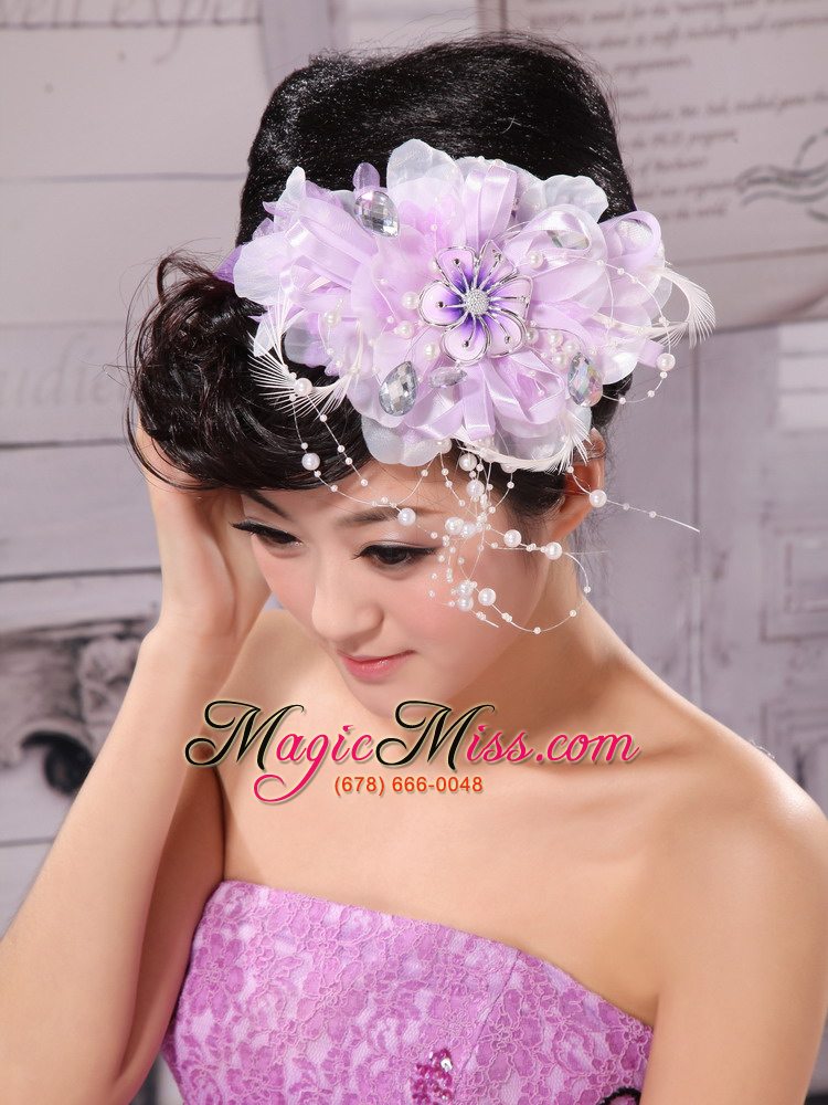 wholesale lavender beading and hand made flowers for headpiece