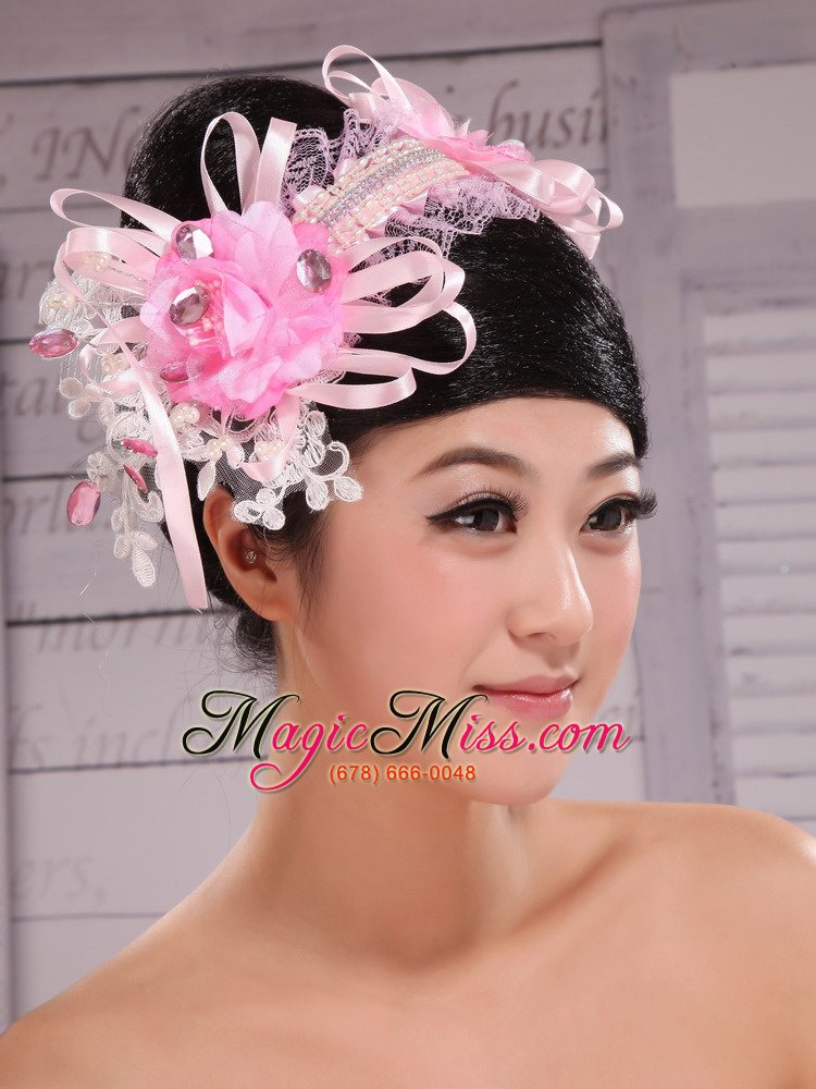 wholesale cute hand made flowers decorate with tulle headpices for wedding party