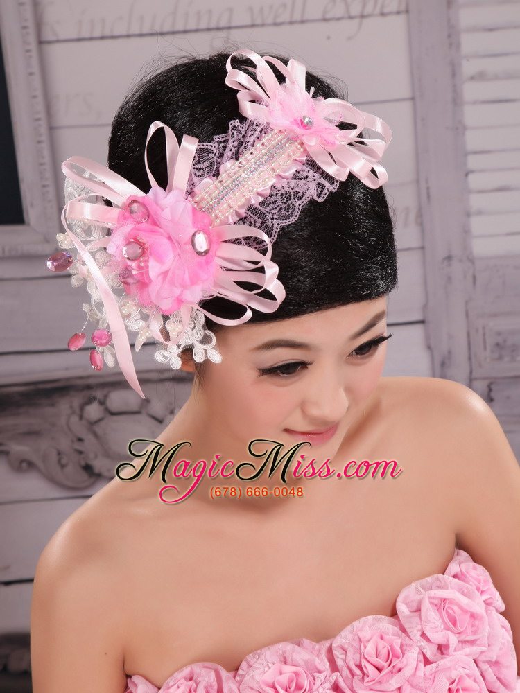 wholesale cute hand made flowers decorate with tulle headpices for wedding party