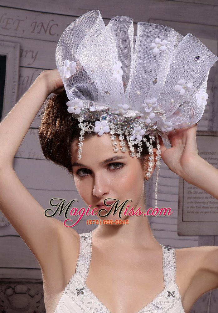 wholesale exclusive tulle/ rhinestones hand made flowers hair combs