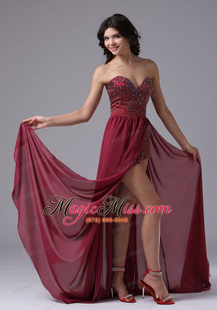 wholesale beaded over skirt with sweetheart and high-low in alamo california for prom dress