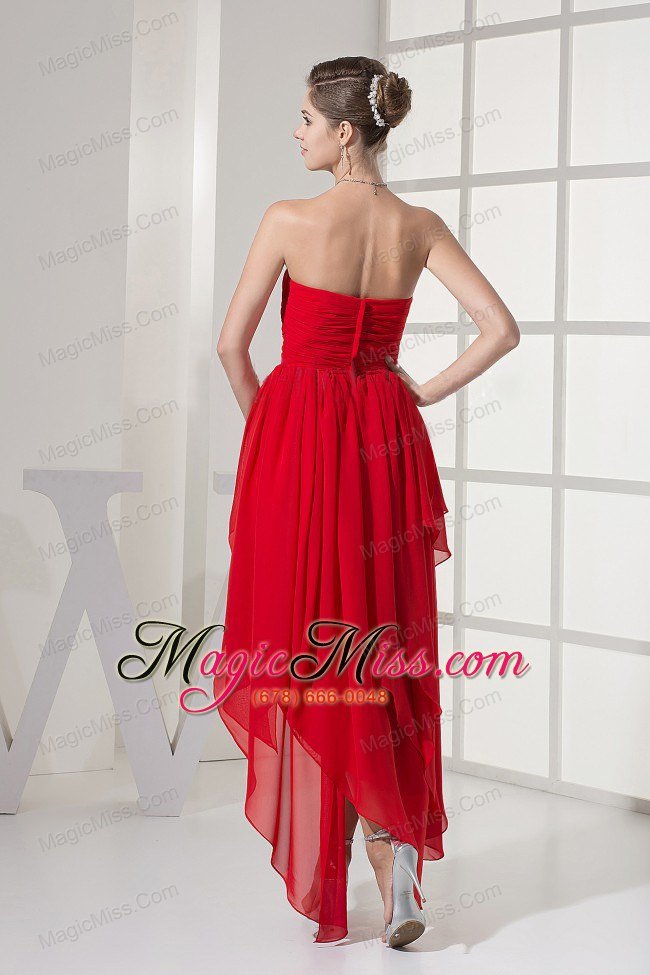 wholesale red prom dress with beading and chiffon for custom made