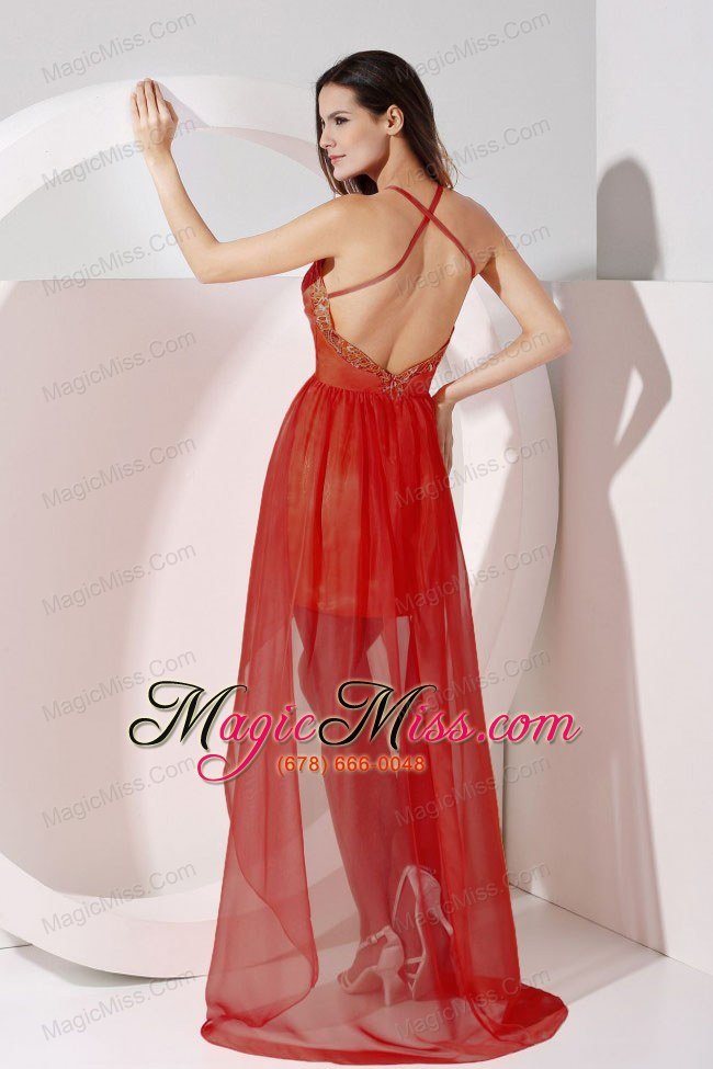 wholesale halter embroidery taffeta and organza high-low 2013 prom dress