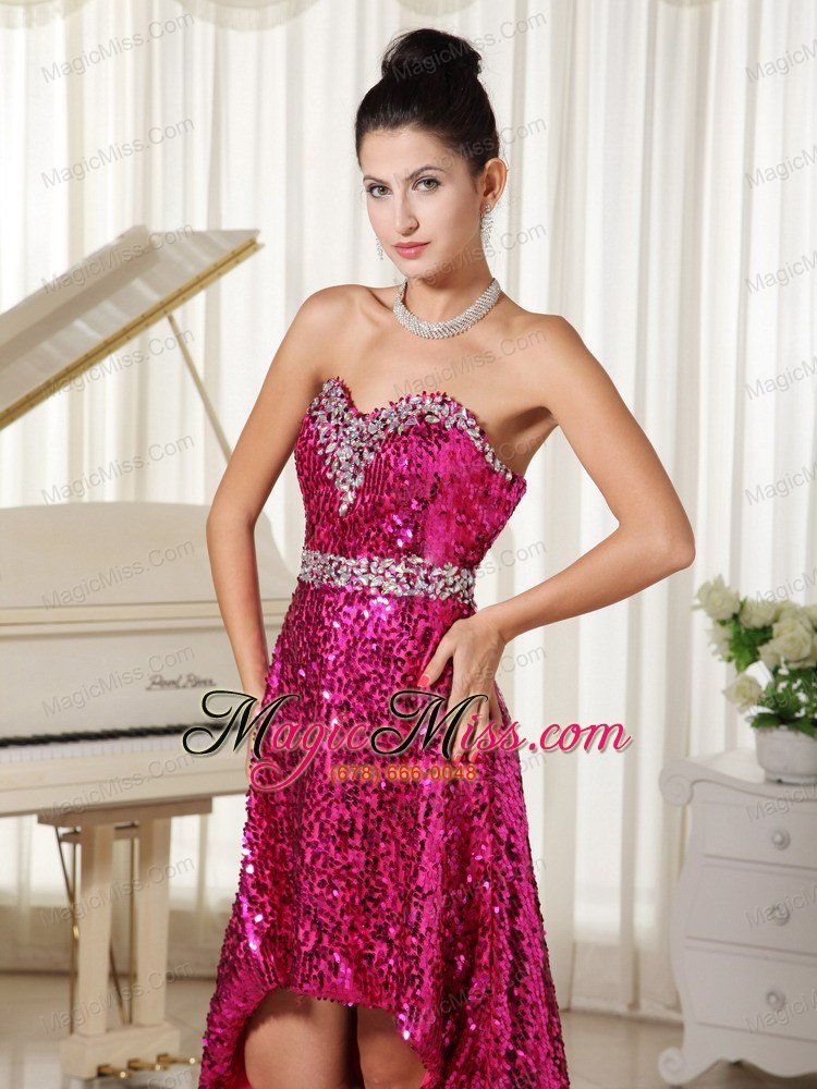wholesale paillette over skirt with beautiful sweetheart high-low party prom dress