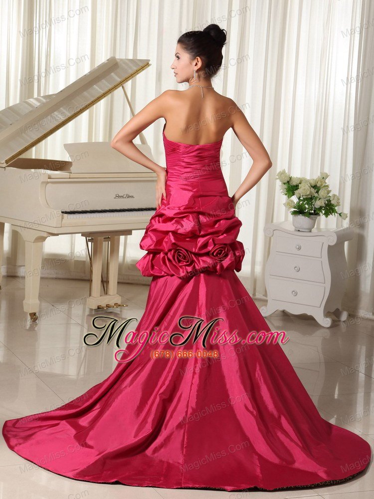 wholesale custom made perfect taffeat prom dress ruched and beading bodice high-low
