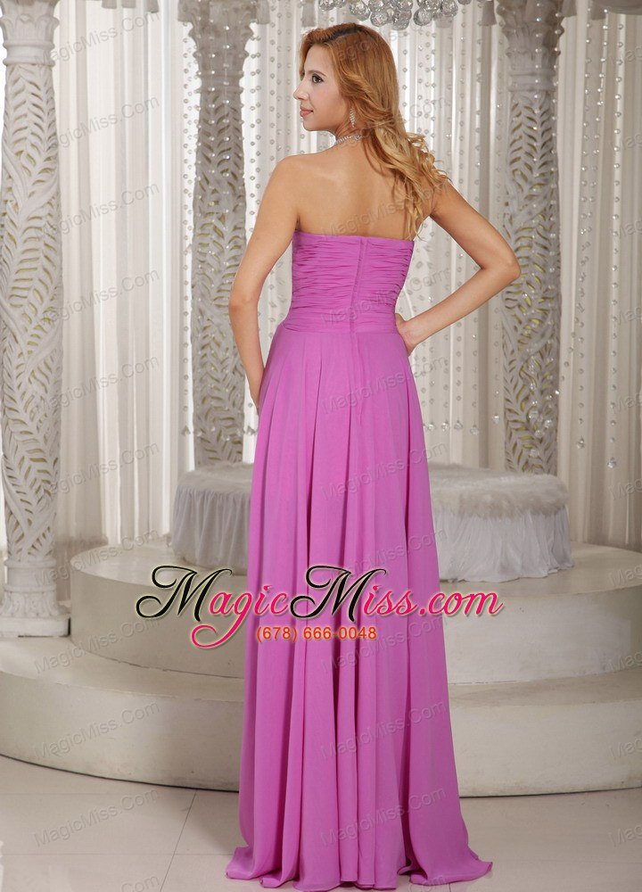 wholesale high-low prom dress lavender sweetheart with appliques and ruched bodice