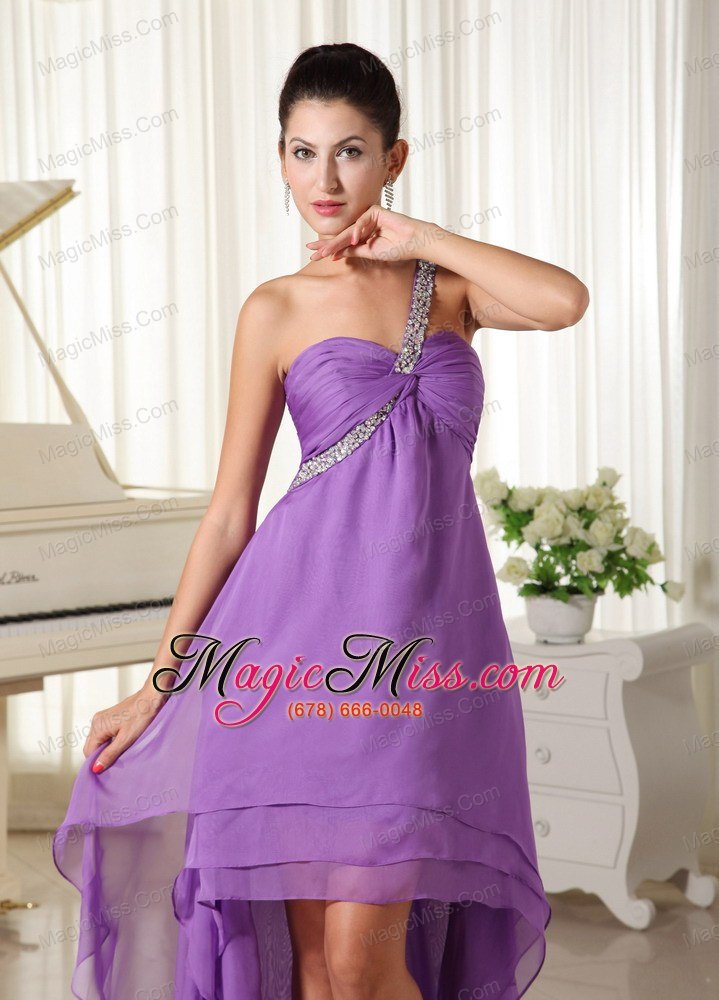wholesale beaded decorate shoulder for 2013 graduation dress chiffon high-low in virginia
