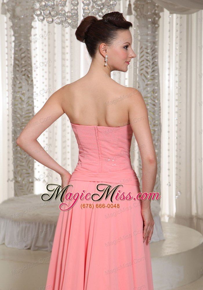 wholesale custom made prom dress with watermelon chiffon beaded decorate