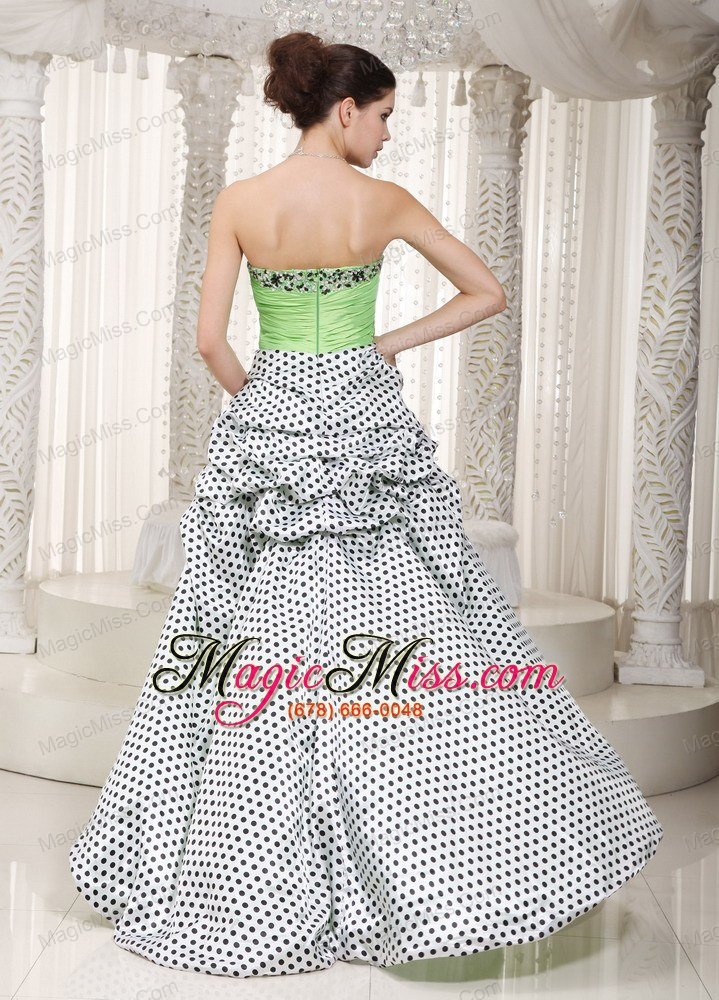 wholesale spring green a-line strapless high-low taffeta beading prom dress
