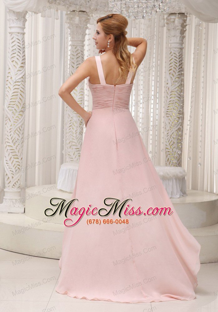 wholesale light pink beautiful high-low prom / homecoming dress for 2013 ruched bodice bowknot with beading chiffon